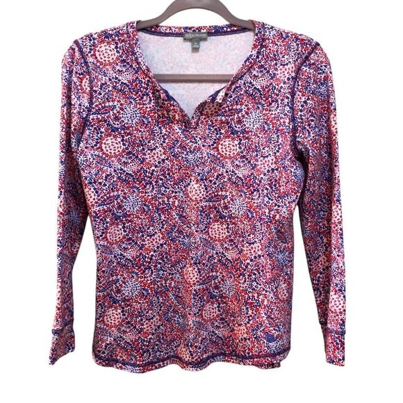 T by Talbots women’s top Sz MP red and blue long sleeve - Picture 1 of 5